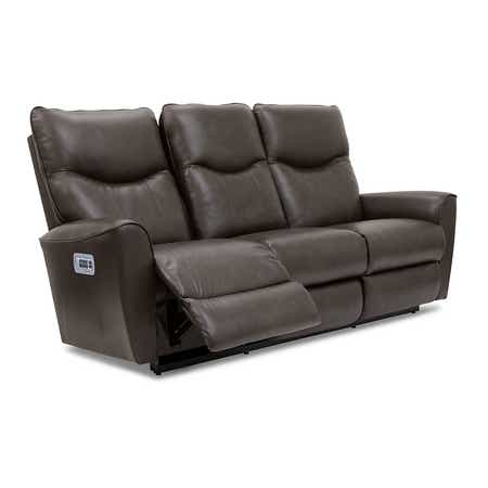 Belmont Power Wall Reclining Sofa w/ Headrest, Lumbar & Storage Drawer