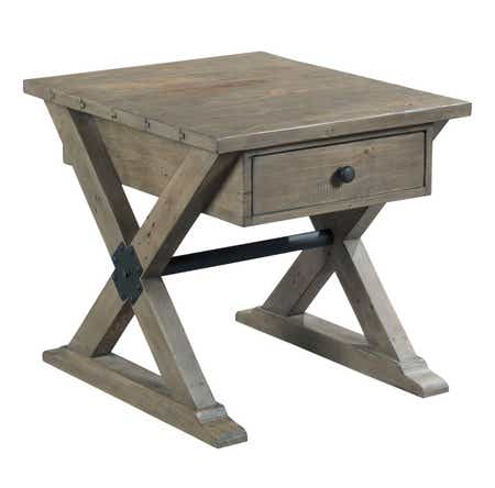 Reclamation Place Trestle Rectangular Drawer End Table