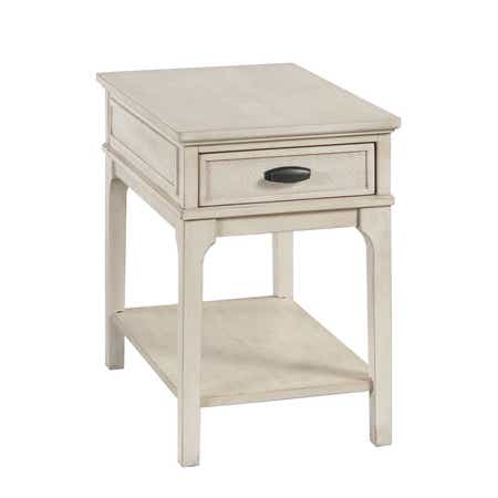 Serra Rectangular Charging Chairside Table White