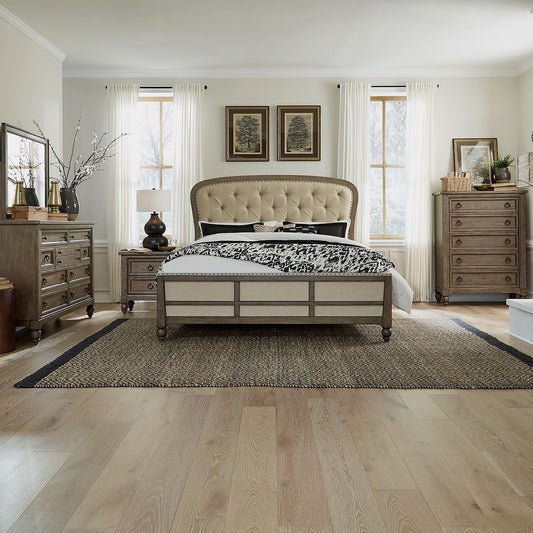Queen Shelter Bed, Dresser & Mirror, Chest, Night Stand