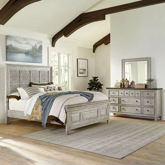 Opt Queen Panel Bed, Dresser & Mirror