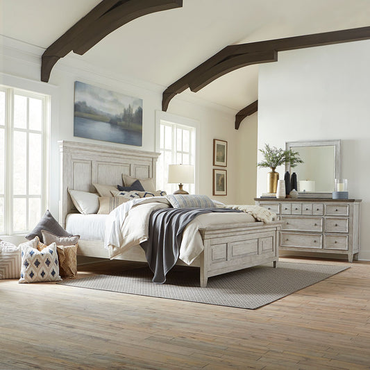 King California Panel Bed, Dresser & Mirror