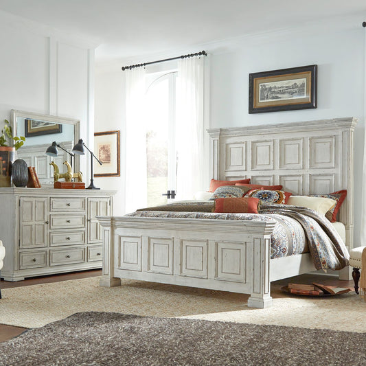 King California Panel Bed, Dresser & Mirror