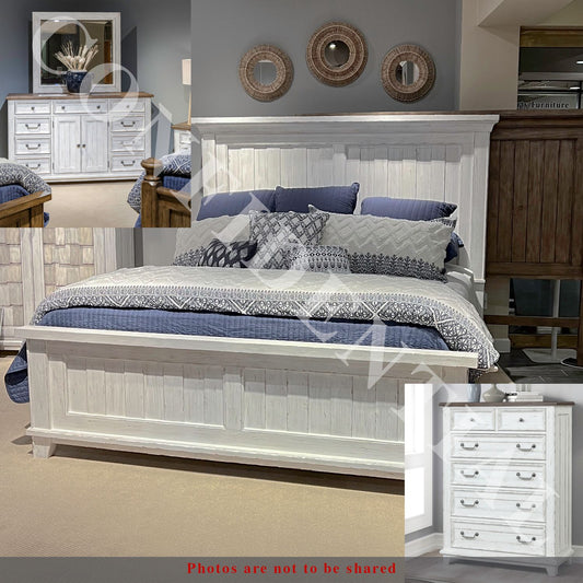 King California Panel Bed, Dresser & Mirror, Chest