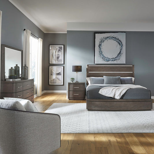 King Panel Bed, Dresser & Mirror, Night Stand