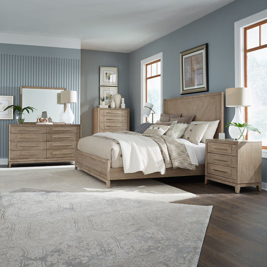 King Panel Bed, Dresser & Mirror, Chest, Night Stand