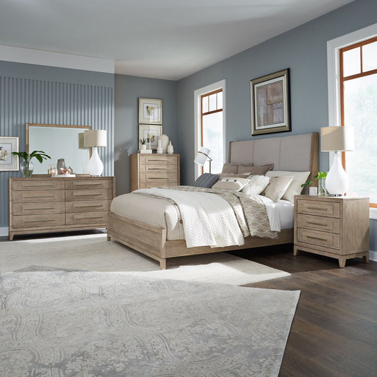 Queen Uph Bed, Dresser & Mirror, Chest, Night Stand