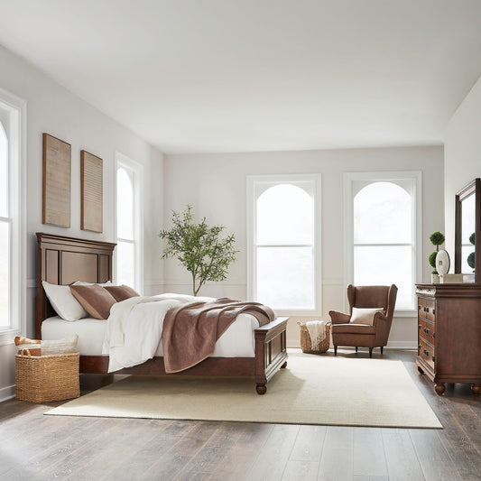 King California Panel Bed, Dresser & Mirror