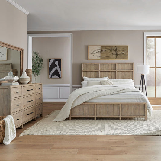 Queen Panel Bed, Dresser & Mirror