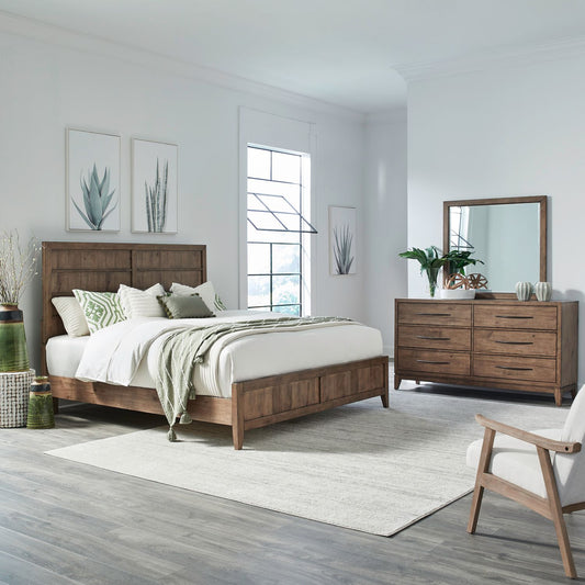 King California Panel Bed, Dresser & Mirror