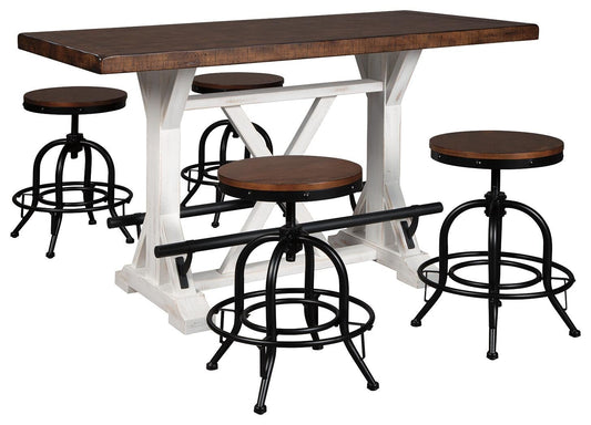 Valebeck Counter Height Dining Table and 4 Barstools