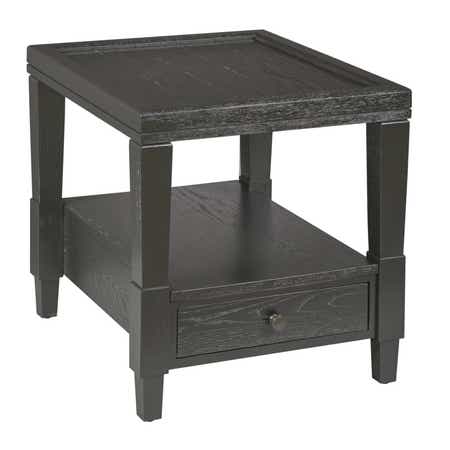 Oliver Rectangular Drawer End Table Ebony