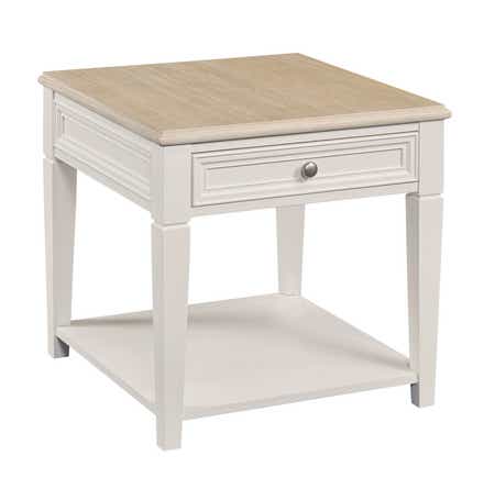 Liza Rectangular Drawer End Table Pure White