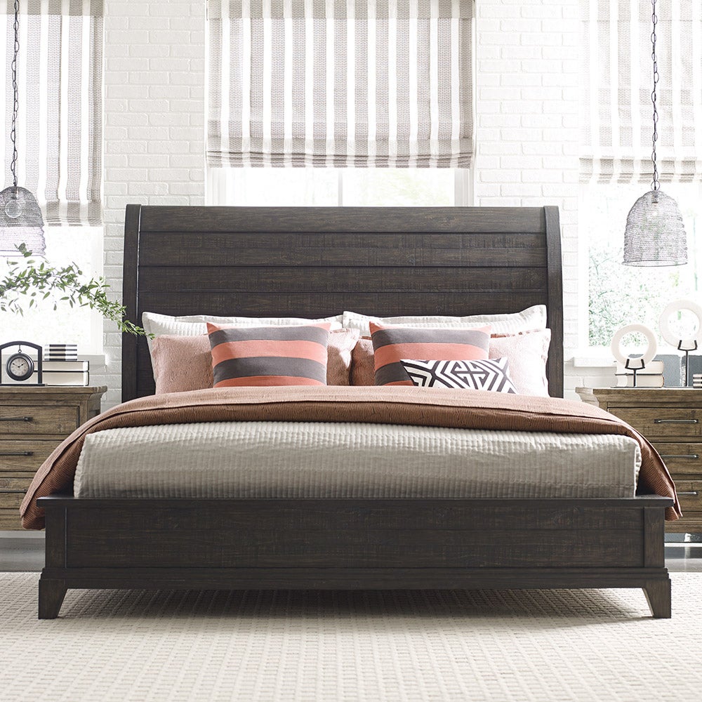 Plank Road King Eastburn Dark Sleigh Bed