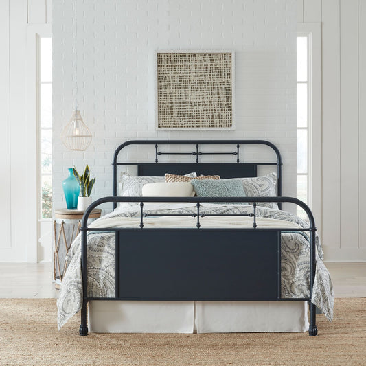 Queen Metal Bed- Navy