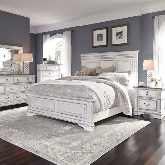 King Panel Bed, Dresser & Mirror, Chest, Night Stand