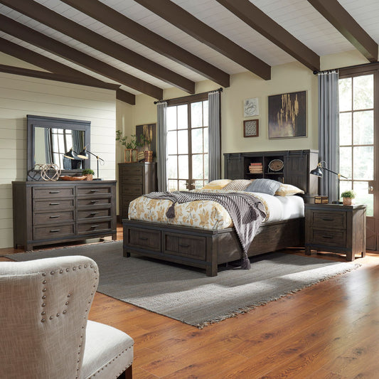 Queen Bookcase Bed, Dresser & Mirror, Chest, Night Stand