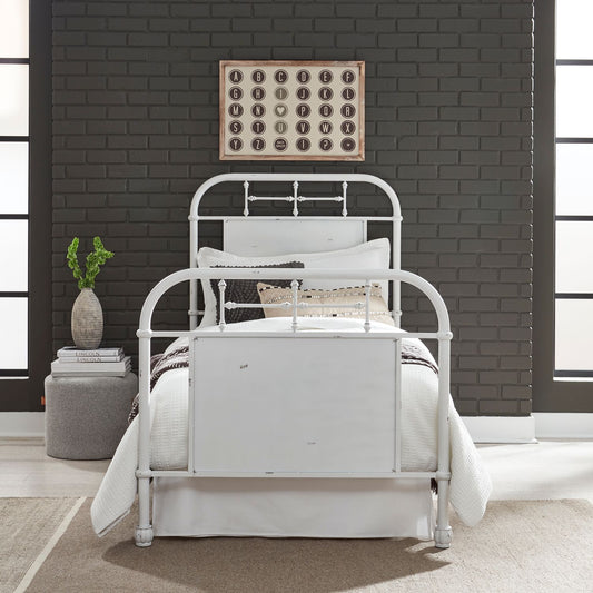Twin Metal Bed - Antique White
