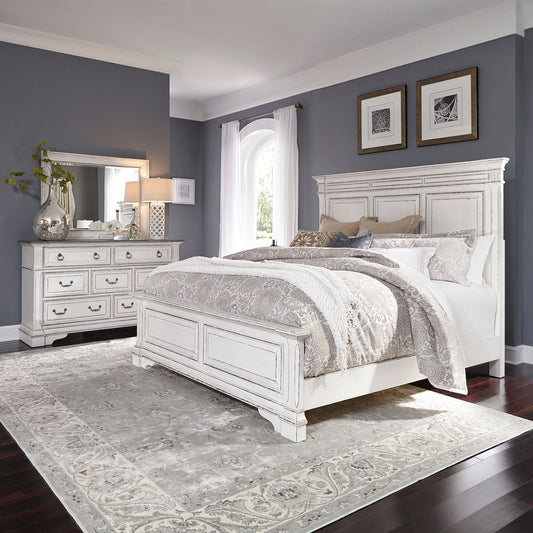 King California Panel Bed, Dresser & Mirror
