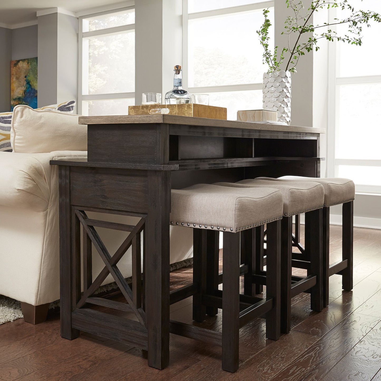 4 Piece Console Set (1-Console 3-Stools)