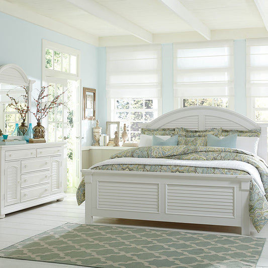 Queen Panel Bed, Dresser & Mirror, Chest