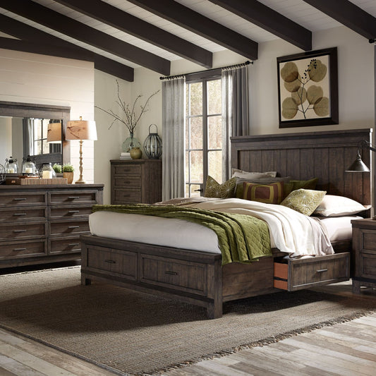 King Two Sided Storage Bed, Dresser & Mirror