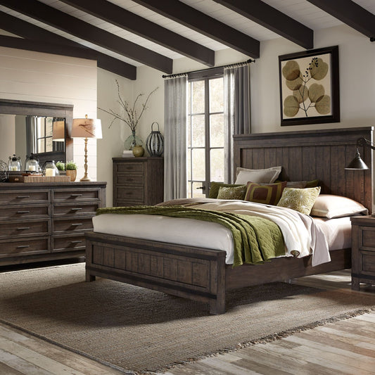 King Panel Bed, Dresser & Mirror