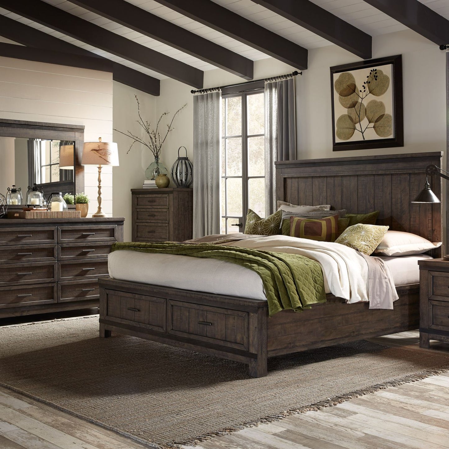 Queen Storage Bed, Dresser & Mirror, Chest