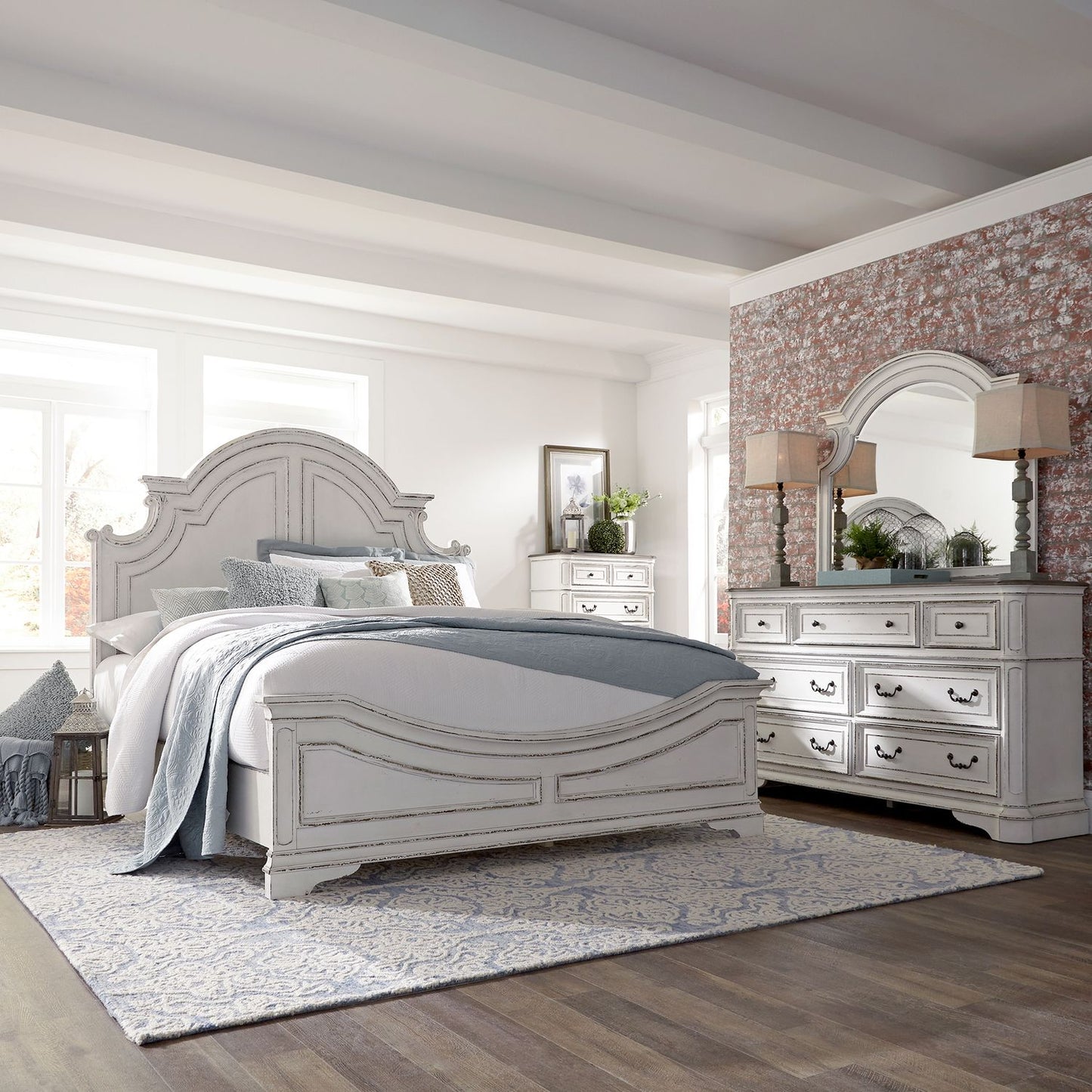 Queen Panel Bed, Dresser & Mirror, Chest