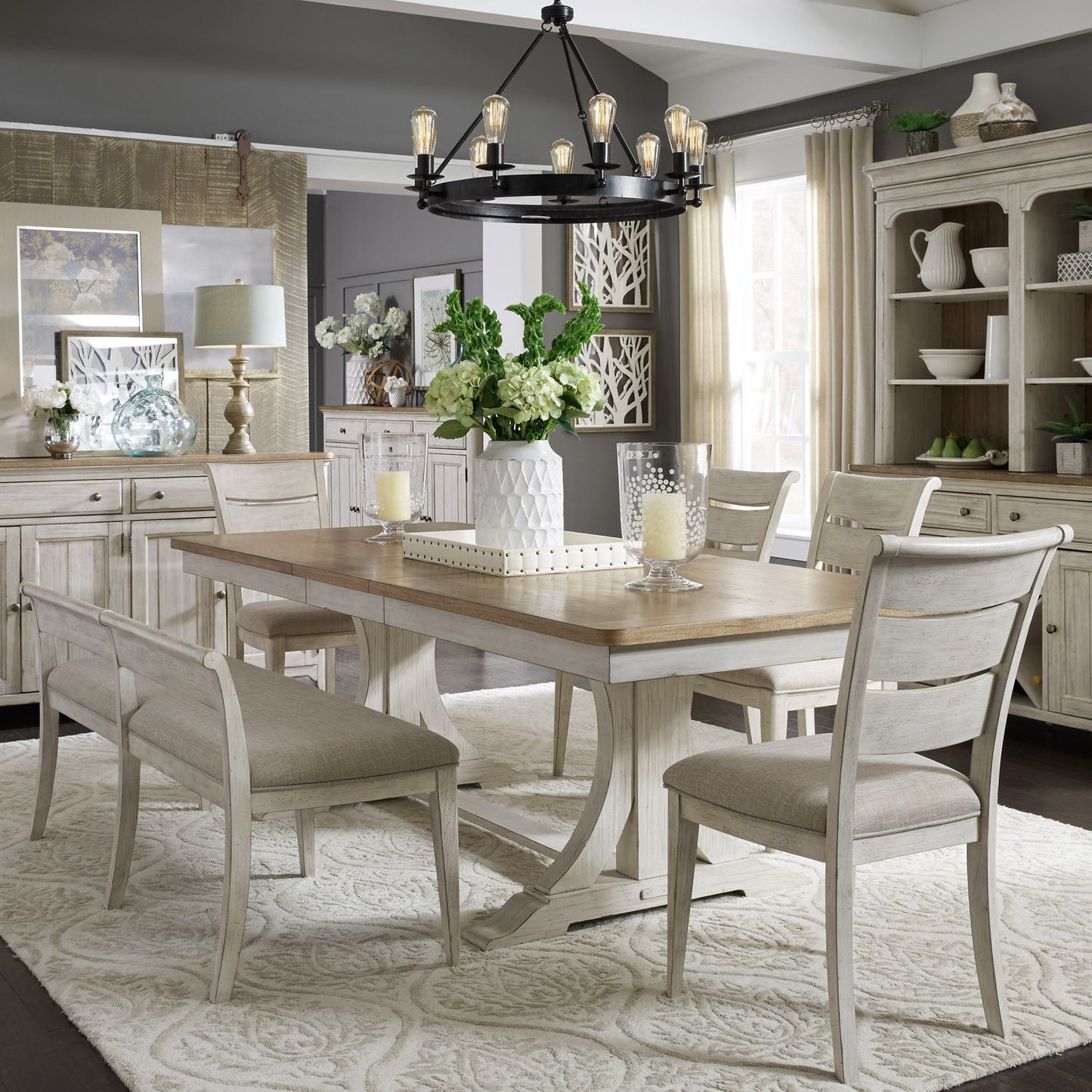 Opt 6 Piece Trestle Table Set