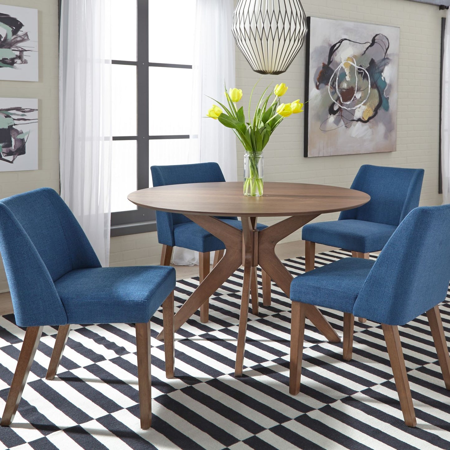 5 Piece Pedestal Table Set
