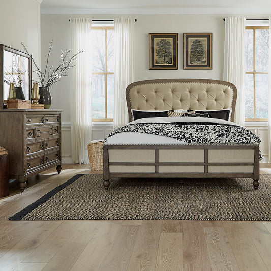King Shelter Bed, Dresser & Mirror