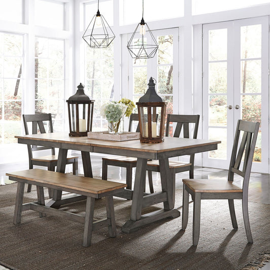 6 Piece Trestle Table Set