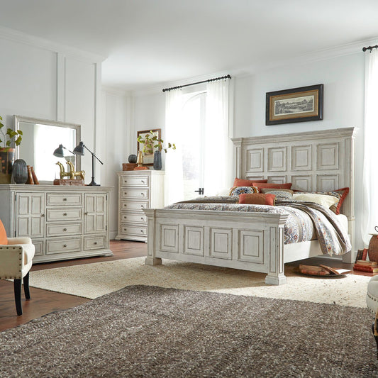 Queen Panel Bed, Dresser & Mirror, Chest