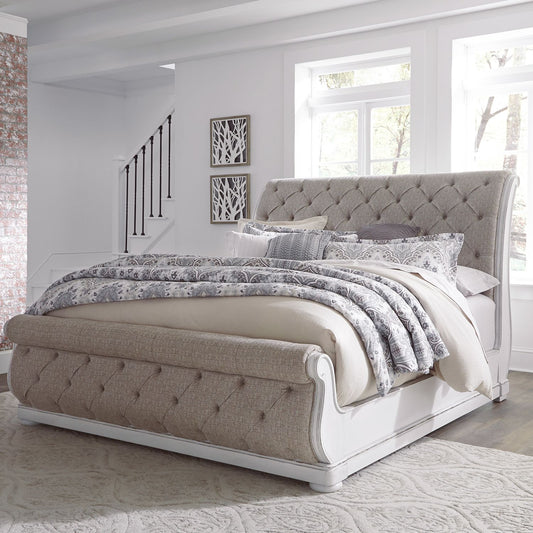 King California Upholstered Sleigh Bed
