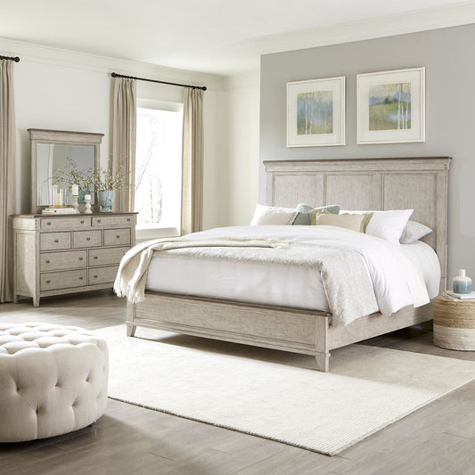 King California Panel Bed, Dresser & Mirror