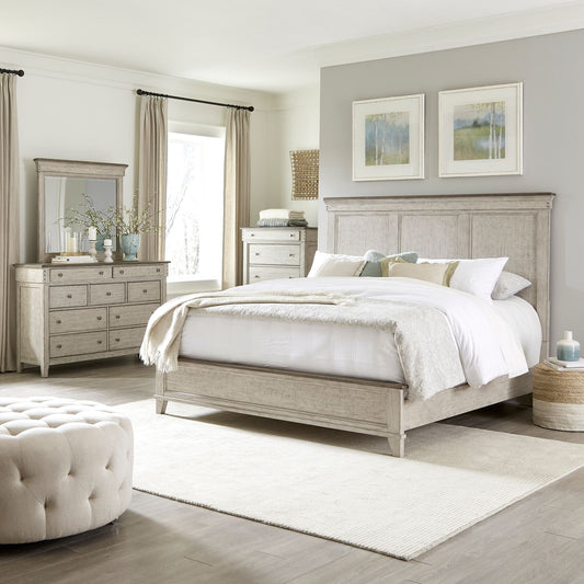 King California Panel Bed, Dresser & Mirror, Chest