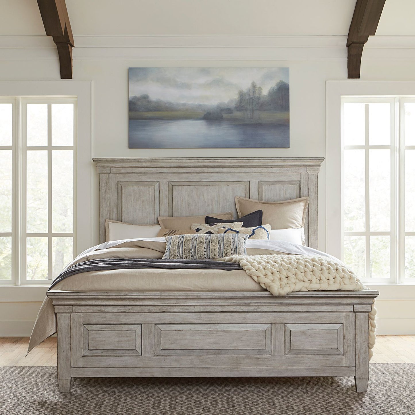 King Panel Bed, Dresser & Mirror