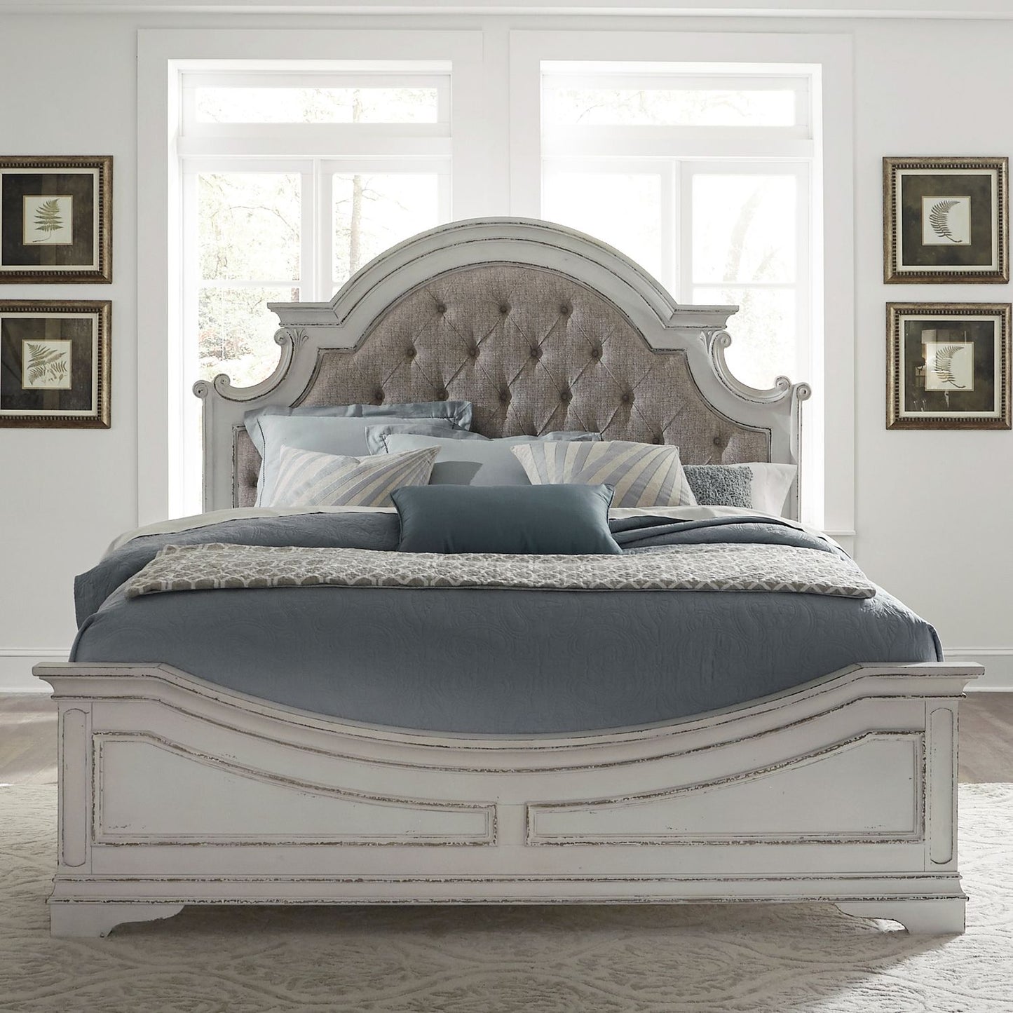 Queen Uph Bed, Dresser & Mirror, Chest
