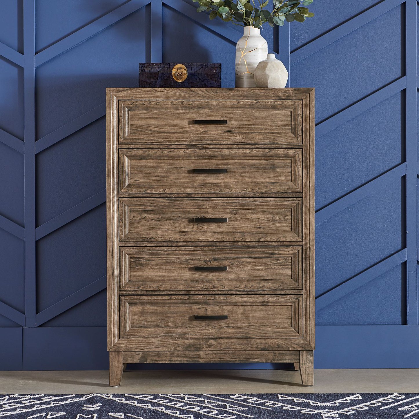 King Storage Bed, Dresser & Mirror, Chest