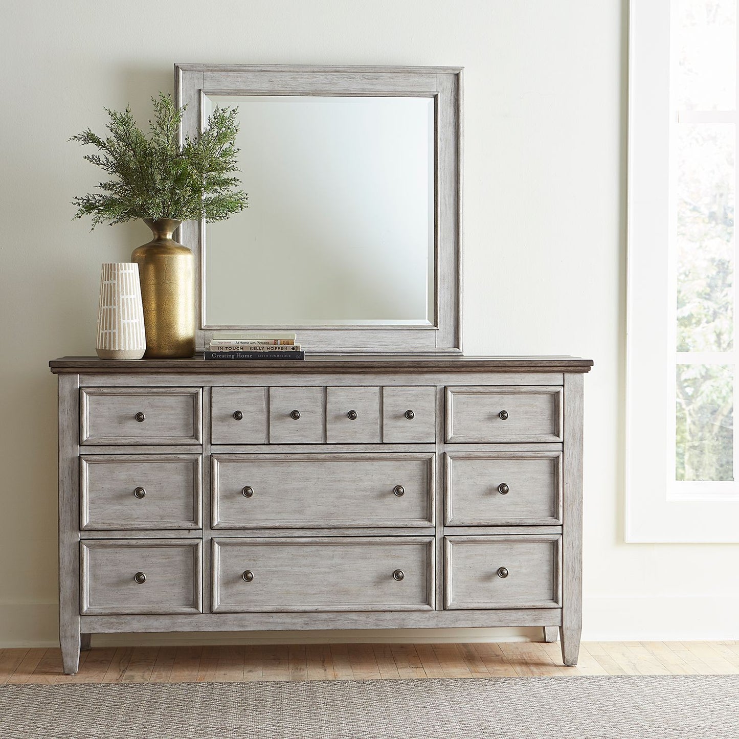 Queen Panel Bed, Dresser & Mirror