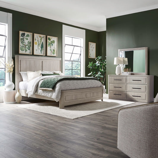 Queen Panel Bed, Dresser & Mirror