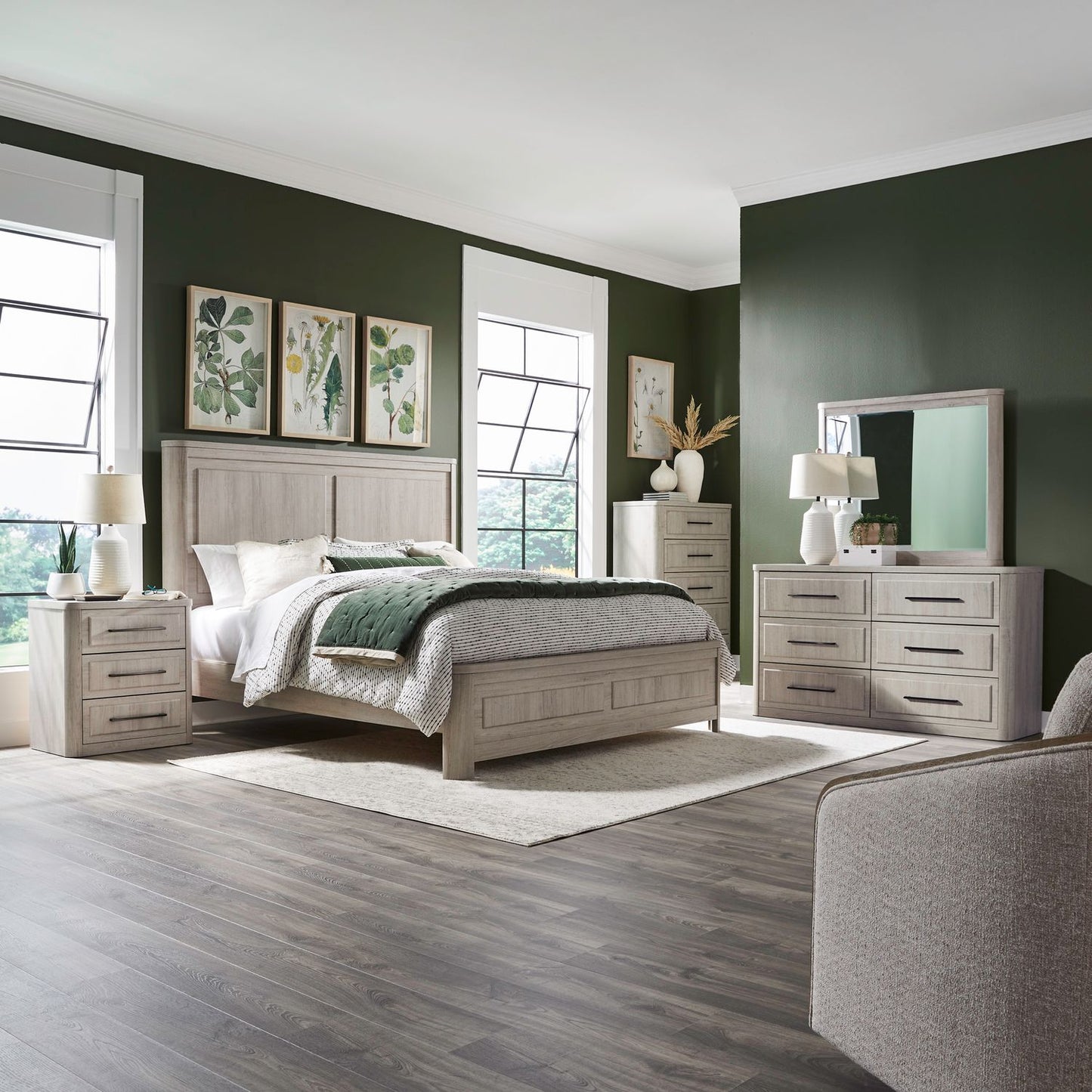 King California Panel Bed, Dresser & Mirror, Chest, Night Stand