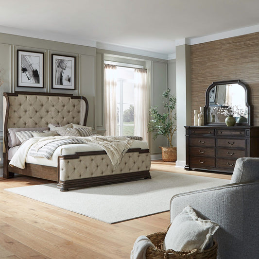 King Shelter Bed, Dresser & Mirror