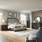 Queen Shelter Bed, Dresser & Mirror, Chest, Night Stand