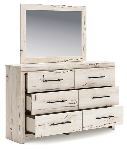 Lawroy Queen Panel Storage Bed with Mirrored Dresser, Chest and Nightstand