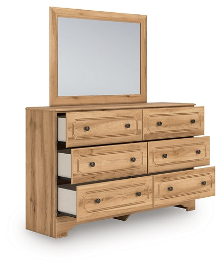 Aleaport King Panel Bed with Mirrored Dresser