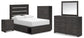 Hollivern Full Panel Bed with Storage with Mirrored Dresser, Chest and Nightstand