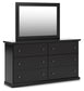 Maribel Queen Panel Bed with Mirrored Dresser and Nightstand
