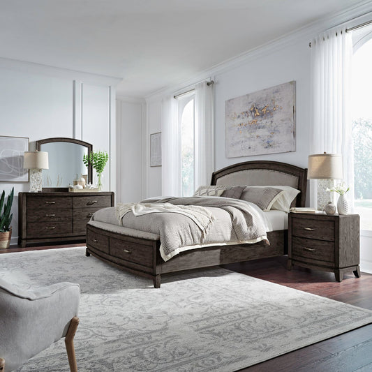 Queen Uph Storage Bed, Dresser & Mirror, Night Stand